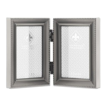 Lawrence Frames Bead Border Design, 2.5x3.5 Double, Pewter - color: Pewter, size: 2.5x3.5 Double