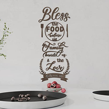 DecorSmart Wood Farmhouse Kitchen Wall Decor Decorations Dining Room Wall Decor Kitchen Signs Quotes Bless The Food Modern Farmhouse Style 129