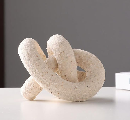Minimalist Geometric Ring Knot Sculpture Sandstone Texture Knot Art Statue | Resin Intertwined Ring Ornament Modern Stone Knot Decor for Living Room Bathroom Entryway Tabletop & Housewarming Gift - size: Medium