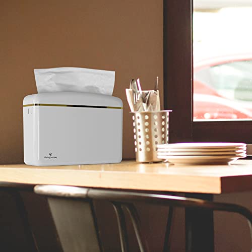 Countertop Multifold Hand Paper Towel Dispenser by Oasis Creations, Single Sheet Dispensing – Glossy White - color: White