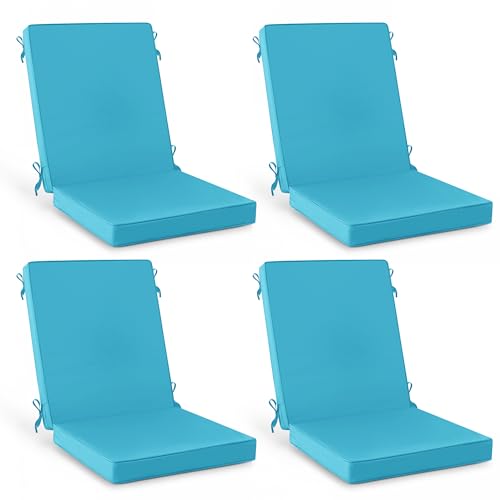 Summsun High Back Patio Dining Chair Cushions 4-Pack, 20 x 20 Inch, Teal | High-Resilience Foam, Non-Slip Bottom, Water Resistant, Removable Cover, Hidden Zipper, Fit for Garden, Lawn, Patio Furniture - color: Teal