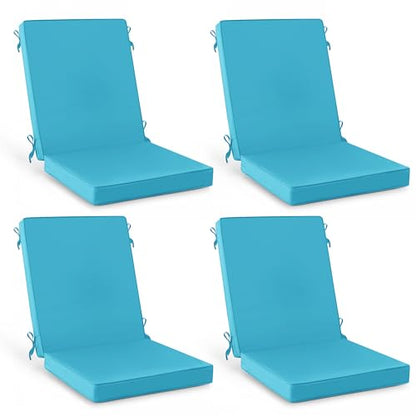 Summsun High Back Patio Dining Chair Cushions 4-Pack, 20 x 20 Inch, Teal | High-Resilience Foam, Non-Slip Bottom, Water Resistant, Removable Cover, Hidden Zipper, Fit for Garden, Lawn, Patio Furniture - color: Teal
