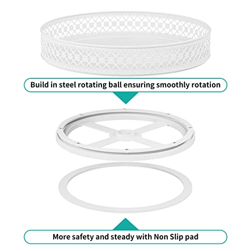 Ovicar Lazy Susan Organizer Turntable - 11 inch Rotating Spice Rack Metal Lazy Susan for Cabinet Pantry Kitchen Countertop Dining Table Cupboard Bathroom Refrigerator Vanity (11 inch White) - color: 11 Inch White