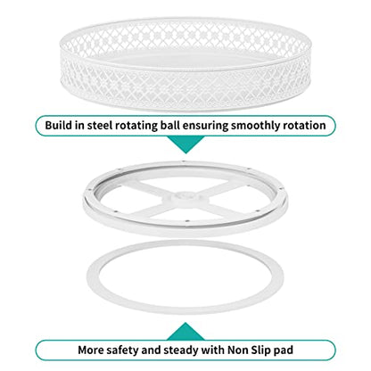 Ovicar Lazy Susan Organizer Turntable - 11 inch Rotating Spice Rack Metal Lazy Susan for Cabinet Pantry Kitchen Countertop Dining Table Cupboard Bathroom Refrigerator Vanity (11 inch White) - color: 11 Inch White