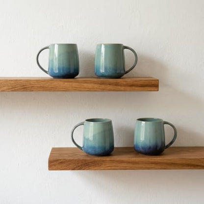 Bosmarlin Large Ceramic Coffee Mug Set of 4, 23 Oz, Microwave and Dishwasher Safe, Reactive Glaze, Big Oversized Tea Cup (Pale Green) - color: Teal