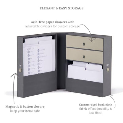 Savor | Travel and Adventure All-in-One Organizer | One Convenient Home to Keep Your Travel and Adventure Keepsakes, Mementos, Guides, Maps, Photos, Badges and Souvenirs Safe and Organized - color: Slate - No Customization, style: Travel Keepsake Box
