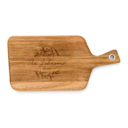 Weddingstar Personalized Wooden Paddle Cutting Board or Serving Board With Handle 13.5" x 6.5" - Signature Script Etching - color: Signature Script, size: 13.5"L x 6.5"W