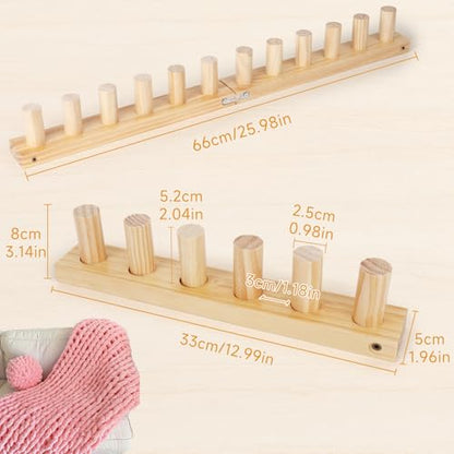 Aeelike Chunky Blankets Loom Kit for Knitting,No Need Hooks,Wooden 39 inch | Portable Adjustable Size, Detachable Modular Design,Wooden Weaving Frame for Thick Yarn,Affordable,Stress Relief Gift - size: 39 IN