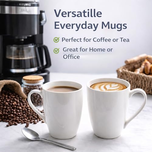 GBhome White Coffee Mugs Set of 12, 12 oz Ceramic Coffee Cups | Classic COffee Mugs for Home,Office&Restaurant,Tea/Espresso/Cappuccino. Dishwasher&Microwave Safe - color: Off White 2, size: 12 oz (12 Piece Set)