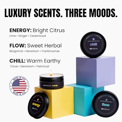 Go Candles Premium Scented Candle Gift Set | 3 Aromatherapy Candles | Natural Coconut Soy Wax | Clean Burning | Hand-Poured in USA | Luxury Home Fragrance | Citrus, Herbal & Earthy Scents