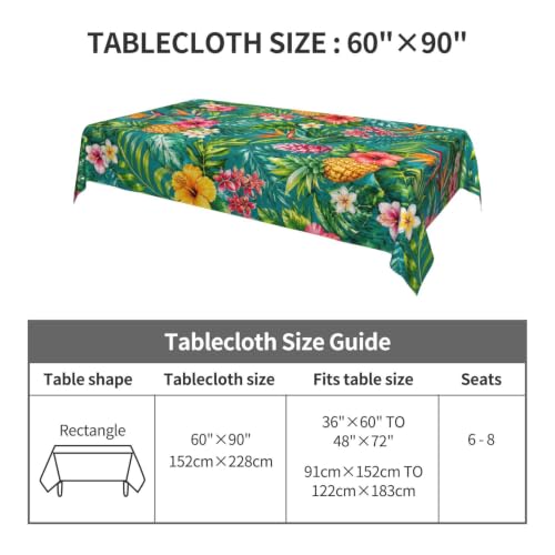 Worltoldb Pineapple Tablecloths Polyester Table Cloth for Kitchen Dinning Table Washable Tropical Table Cover for Parties Wedding Picnic - color: White1