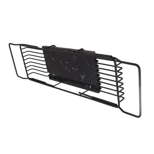 Metal Marble Bathtub Rack, Bathtub Caddy Tray Stainless Steel Shower Caddy Tray with Extending Sides, Bathroom Trays (Black) - size: Black