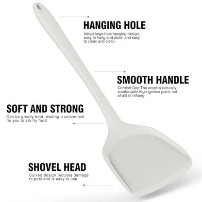 AOTHOD Silicone Cooking Utensils Set - 446°F Heat Resistant Silicone Kitchen Utensils,Spatula,Spoon, Kitchen Utensil Sets Gadgets Tools Set for Nonstick Cookware,Dishwasher Safe Bpa Free (Cream White) - color: Cream White