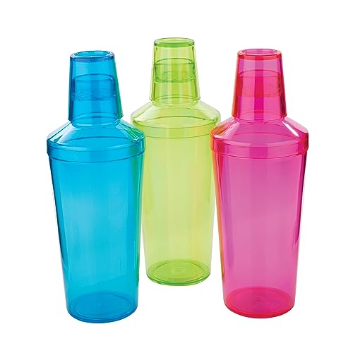 True Jolt Neon Plastic Cocktail Shaker for Cold Brew Cocktails, Margarita, Whiskey Sour, Espresso Martini Shaker, Home Bar Gifts, Bar Tools, Bar Cart Accessories, 17 oz, Set of 1, Assorted Color