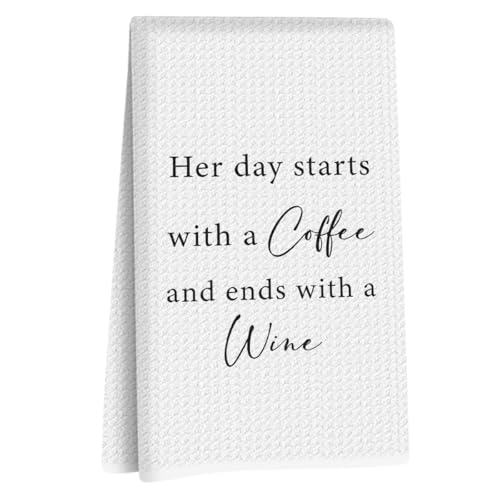 Coffee Wine Dish Towels, Coffee Accessories Gifts for Women Man Wine Lover | Coffees Lovers Women Gifts Dish Tea Bar Towel for Kitchen Bar Cart Decor, Christmas Birthday Decor, Housewarming Gift - color: Coffee & Wine Quote