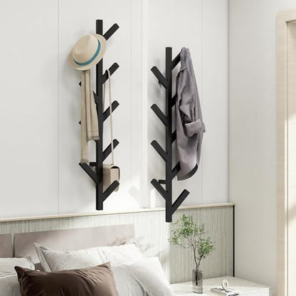 Prywot Vertical Hat Rack, Metal Coat Rack Wall Mounted, Black, 37.8" | 9 Hooks, Space-saving wall-mounted design, for Hats, Jackets, Coats, and Bags - Suitable for Entryways and Bedrooms - color: Black