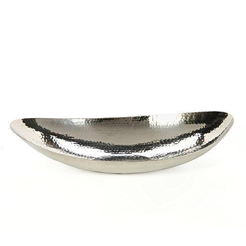 Hosley Hammered Stainless Steel Oval Bowl – 13.5” Decorative Centerpiece for Candles, Orbs, Potpourri & Table Styling | Modern Home & Event Décor - size: 13.5" Long x 1 count