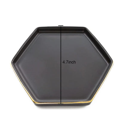 HANKOR 4.7 inch Ceramic Jewelry Dish Tray, Small Ring Holder Dish, Black Catch All Trinket Tray for Keys Rings Earrings - color: Black