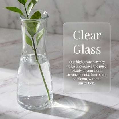 Set of 12 Small Glass Bud Vases, 6 Oz Mini Flower Vases Set | Clear Decorative Vases Table Centerpieces for Wedding, Single Stem Flowers, Dining Room Party Decor