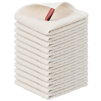 Niallant 12 Pack Cotton Kitchen Towels, Soft & Absorbent Dish Rags, 12x12 Inch - color: Beige, size: 12 x 12 - 12 Pack