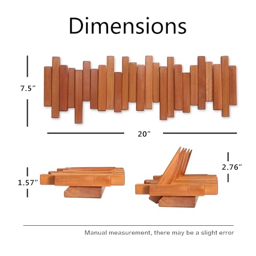 Coat Rack Wall Mount Piano Flip Down Wall Hook Rack 5 Hooks Cherry | Natural Wood Handmade Unique Hanger for Coats Bag Hat Umbrella key Wall Art In the foyer living room bedroom bathroom office - color: Cherry