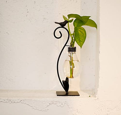 Tabletop Bird Planter Propagation Station, Narrow Mouth Bulb Glass Vase | Thoughtful Gift for Bird Lovers, Hydroponic Vase, Sturdy& Well-Packaged, Home Office Accent, Great for Small Plants& Cuttings - color: Bird