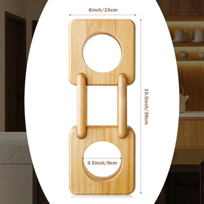 Novabright Detachable Wood Wine Rack Countertop 3 Bottle Display Stand Holder, Modern Tabletop Wine Bottle Holder for Home Bar, Kitchen & Dining Room Decor, Stylish Storage or Sculptural Accent