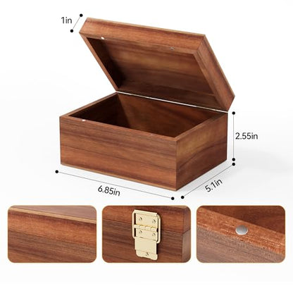 Wooden Keepsake Box, Acacia Memory Box with a Hinged Lid, Wooden Storage box, for Picture Letter Time Capsule - Wooden Gift Boxes (Small) - size: Small