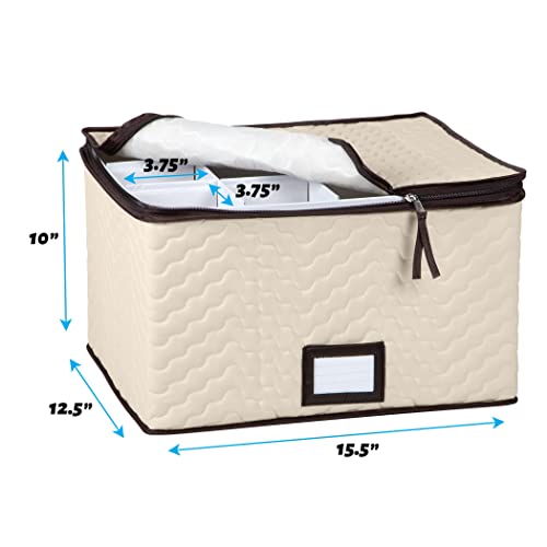 Wine Glass Storage Box with Dividers, Holds 12 Glasses up to 3.75" Wide | Stemware Storage Case, Protects Fine China, Durable Quilted Microfiber, Carry Handles, Ideal for White Wine - size: Red & White Wine, style: 1 Pack