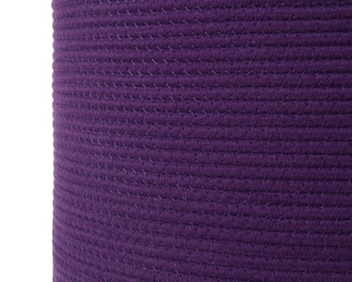 16"x20" Extra Large Cotton Rope Basket with Zipper Lid, Woven Laundry Hamper and Blanket Storage Basket, Round Clothes Bin for Living Room Bedroom, Purple - color: All Purple