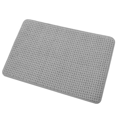 ABOOFAN Chenille Bath Rugs Slip Floor Mat Thick Bathroom Rug Absorbent Kitchen Mat - color: Grey