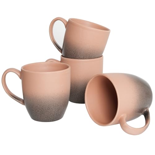 Bosmarlin Ceramic Coffee Mug Set of 4, 17 Oz, 3 Colors to Choose, Tea Cups, Dishwasher and Microwave Safe, Reactive Glaze… (Gradient Rose Beige, 17 Oz) - color: Gradient Rose Beige