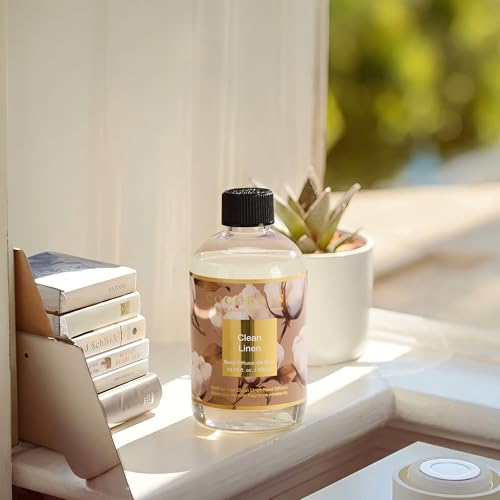 Reed Diffuser Refill Clean Linen 10.14oz (300ml) with 8 Sticks - Premium Long-Lasting Floral Essential Oil, Home Fragrance for Bedroom, Bathroom Home Decor - size: 10.14 Fl Oz (Pack of 1)