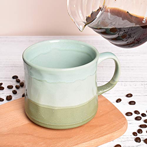 Bosmarlin Large Ceramic Coffee Mug, Big Tea Cup, 7 Colors to Choose, 21 Oz, Dishwasher and Microwave Safe, 1 PCS (Green) - color: Green