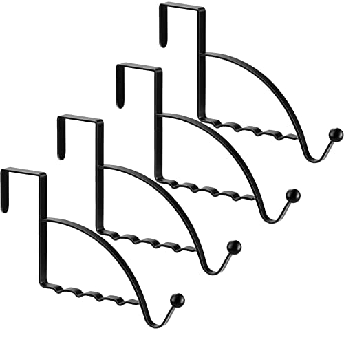 Hotop 4 Pieces Over The Door Hooks Hanger Multi Hanging Storage Organizers Valet Hooks for Coats Clothes Hoodies Hats Scarves Purses Keys Bath Towels Robes and More(Black) - color: Black