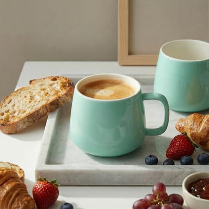 Teocera Coffee Mugs Set of 4-12oz Chip-Resistant Ceramic Cups with Ergonomic Handle | Dishwasher & Microwave Safe Mint Green Mugs | Keeps Beverage Hot, Perfect for Family Kitchen & Holiday Gifts - color: Mint Green