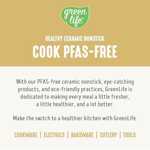 GreenLife 16 Piece Ceramic Nonstick Pots & Pans Cookware Set, Yellow | PFAS-Free Nonstick Coating, Stockpot, Frying Pans, Saucepans, Sauté Pan, Stay-Cool Handles, Dishwasher & Oven Safe up to 350F - color: Yellow, style: Soft Grip