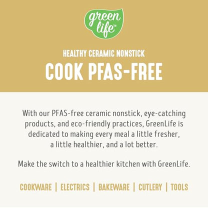 GreenLife 16 Piece Ceramic Nonstick Pots & Pans Cookware Set, Yellow | PFAS-Free Nonstick Coating, Stockpot, Frying Pans, Saucepans, Sauté Pan, Stay-Cool Handles, Dishwasher & Oven Safe up to 350F - color: Yellow, style: Soft Grip