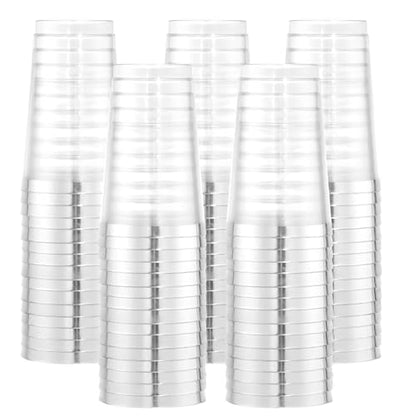I00000 100 Pack 12 oz Silver Plastic Cups, Premium Silver Disposable Cups | BPA-Free, Heavy Duty, Everyday Use, Bulk Catering, Wine Glasses, Cocktail Glasses, Silver Cups Perfect for Party & Wedding - color: 12-Silver-100