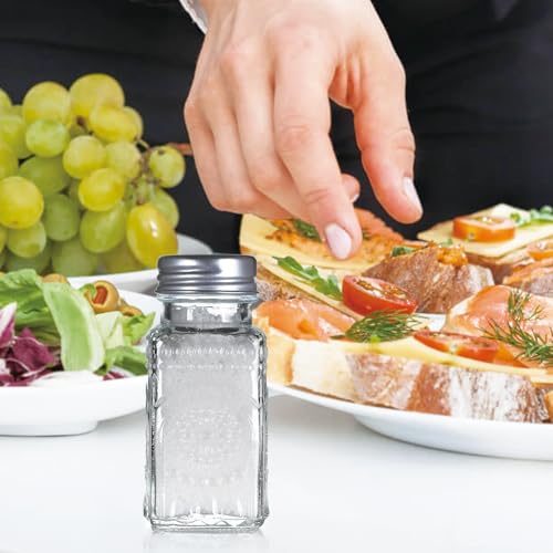 2 Pack Glass Salt and Pepper Shakers with 304 Stainless Steel Lid, Vintage Spice Shakers for Dining Room Table, Kitchen, Restaurant (Sunflower Style)
