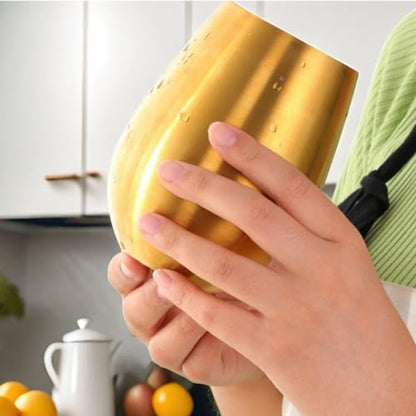 18 Ounces Gold Wine Glasses Set of 2, 18/8 Stainless Steel Stemless Drinking Cups for Cocktails, Durable 304 Stainless Steel Tumbler Wine Glasses Gift Essentials and Dishwasher safe