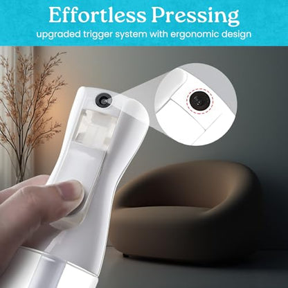 Mist Spray Bottle 200ml – Fine Mist Sprayer for Hair, Plants, Cleaning & Skincare | Refillable Salon Quality Water Mister, (Non-Toxic BPA Free) with White & Clear bottle (Pack of 2)