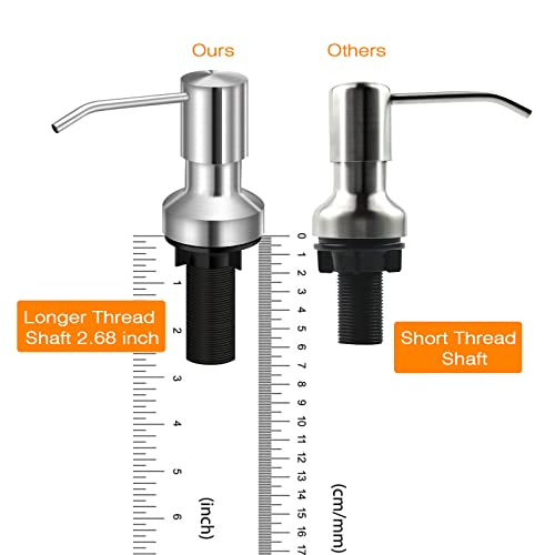 Sink Soap Dispenser for Kitchen Sink, Countertop Built in Sink Soap Dispenser with 47”Extension Tube kit, No Need to Fill The Little Bottle Again (Brushed Nickel) - color: Brushed Nickel