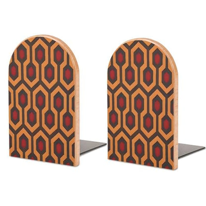 Shining Overlook Bookend 1 Pair Wood Book End for Shelves Non-Slip Heavy Duty Wooden Bookends Book Stopper Modern Decorative Bookend Holders Book Organizers for Home Office Library