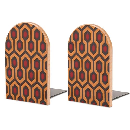Shining Overlook Bookend 1 Pair Wood Book End for Shelves Non-Slip Heavy Duty Wooden Bookends Book Stopper Modern Decorative Bookend Holders Book Organizers for Home Office Library