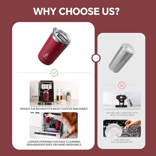 Ideus 20 oz Tumbler, Travel Coffee Mug with Splash Proof Sliding Lid, Double Wall Stainless Steel Vacuum Insulated Coffee Mug for Home and Office, Keep Beverages Hot or Cold, Blood Red - color: Blood Red