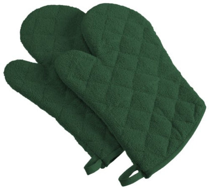 DII Basic Terry Collection 100% Cotton Quilted, Oven Mitt, Dark Green, 2 Piece - color: Dark Green, size: Oven Mitt