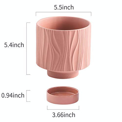 UBEE Ceramic Plant Pots for Indoor Plant, 5.5 inch Succulent Pot with Drainage Hole and Saucer, Flower Pot for Garden Home Desktop Office, Terracotta - color: Terracotta