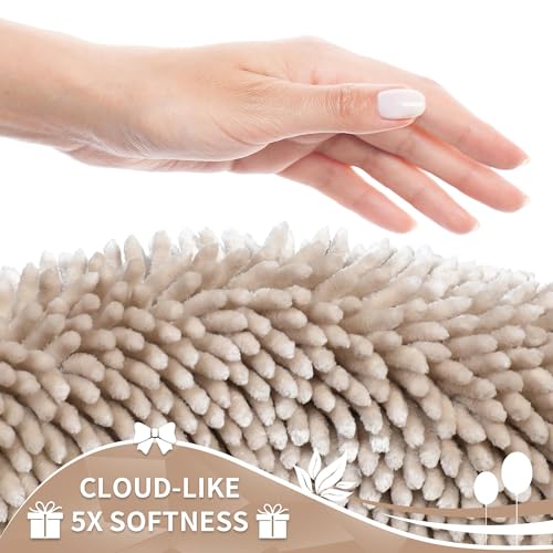 Yimobra Non-Slip Extra Thick Chenille Bath Mats, Soft Absorbent Machine Washable Quick Dry Rugs for Bathroom Tub and Shower