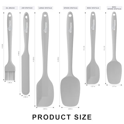 NileHome 6 Pieces Silicone Spatula Set with Silicone Brush,Mixing-Grey | Food-Grade Material,Heat Resistant Up to 600°F,Dishwasher Safe,BPA-Free - color: Gray